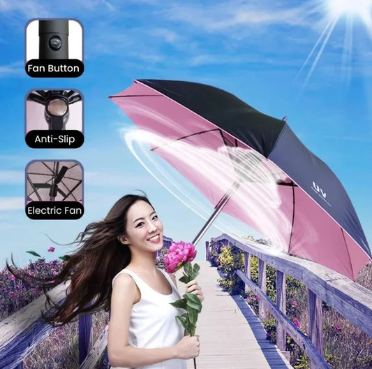 Fan Umbrella Cooling Shade | مظلة تبريد بمروحة